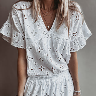 Phoenix broderie anglais WHITE maxi skirt