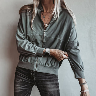 Ultimate zip through LIGHT KHAKI sweat bomber *NEW*