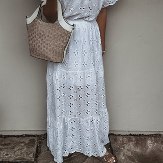 Phoenix broderie anglais WHITE maxi skirt