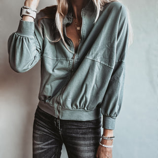 Ultimate zip through LIGHT KHAKI sweat bomber *NEW*