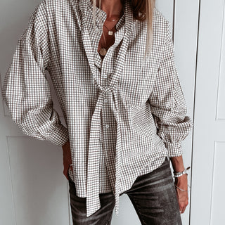 Livonia check tie blouse *NEW*