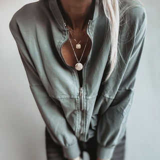 Ultimate zip through LIGHT KHAKI sweat bomber *NEW*