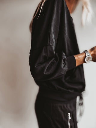 Ultimate zip through BLACK sweat bomber *NEW*