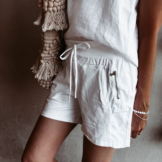 WHITE cotton ultimate jogger shorts *NEW*