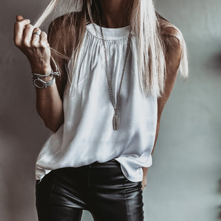 WHITE Satin halterneck