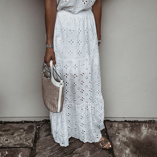 Phoenix broderie anglais WHITE maxi skirt