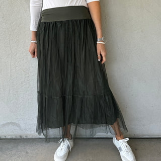 Keval KHAKI tulle skirt