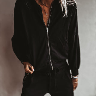 Ultimate zip through BLACK sweat bomber *NEW*