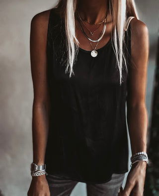 Cassis BLACK hi lo satin vest top *NEW*