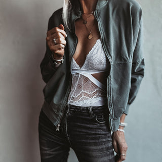 Ultimate zip through LIGHT KHAKI sweat bomber *NEW*