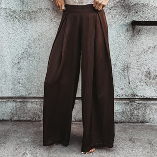 Verona BROWN satin palazzos pants *NEW*