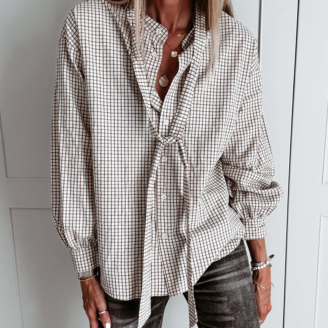 Livonia check tie blouse *NEW*