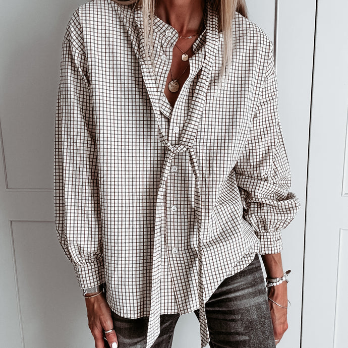 Livonia check tie blouse *NEW*