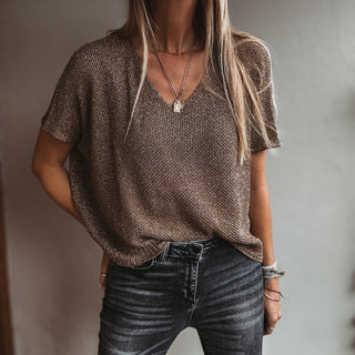 Gold sparkle knitted tee