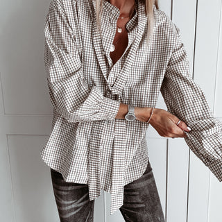Livonia check tie blouse *NEW*