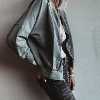 Ultimate zip through LIGHT KHAKI sweat bomber *NEW*