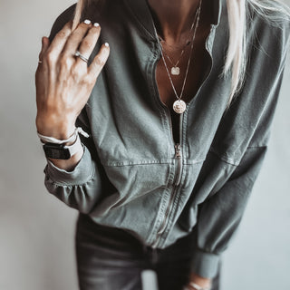 Ultimate zip through LIGHT KHAKI sweat bomber *NEW*