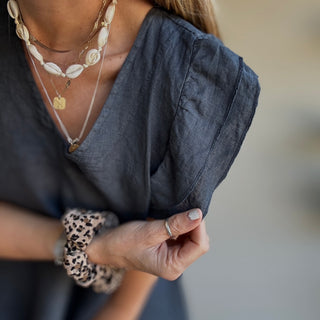 Charcoal Santiago frills linen tee *NEW*