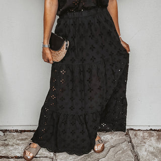 Phoenix broderie anglais BLACK maxi skirt