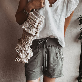 LIGHT KHAKI cotton ultimate jogger shorts *NEW*