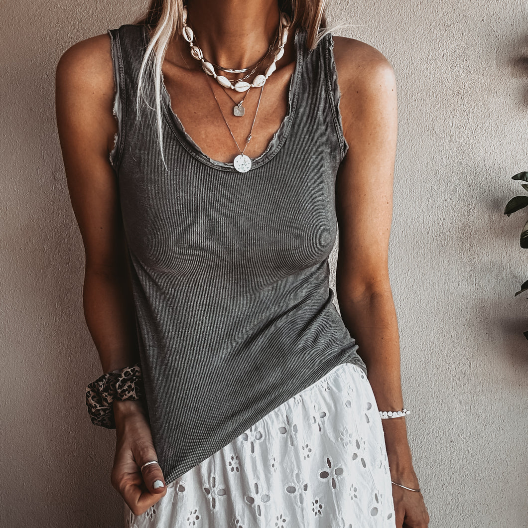 IBIZA TOWN tank top CHARCOAL GREY *NEW*