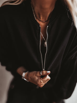 Ultimate zip through BLACK sweat bomber *NEW*