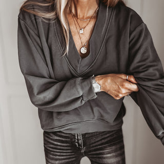 Charcoal Cam V neck sweatshirt *NEW*