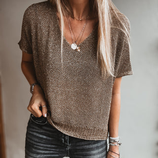 Gold sparkle knitted tee