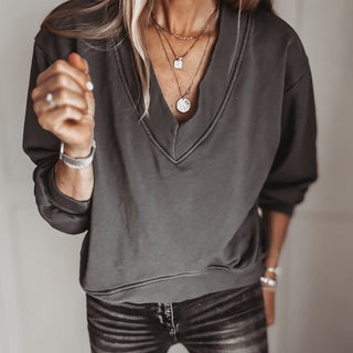 Charcoal Cam V neck sweatshirt *NEW*