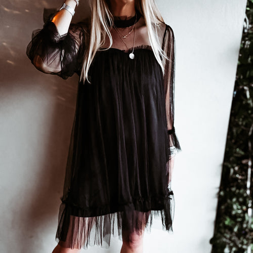 Black babydoll organza dress