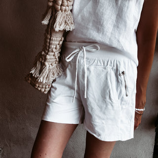 WHITE cotton ultimate jogger shorts *NEW*