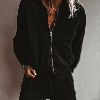 Ultimate zip through BLACK sweat bomber *NEW*