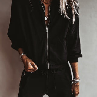 Ultimate zip through BLACK sweat bomber *NEW*