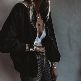 Ultimate zip through BLACK sweat bomber *NEW*