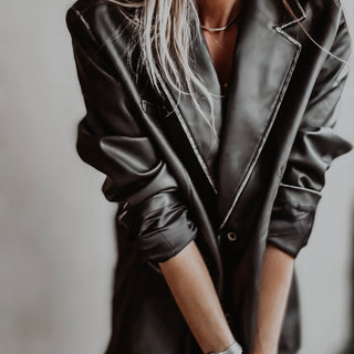 Black faux leather boyfriend blazer *NEW*