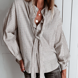 Livonia check tie blouse *NEW*