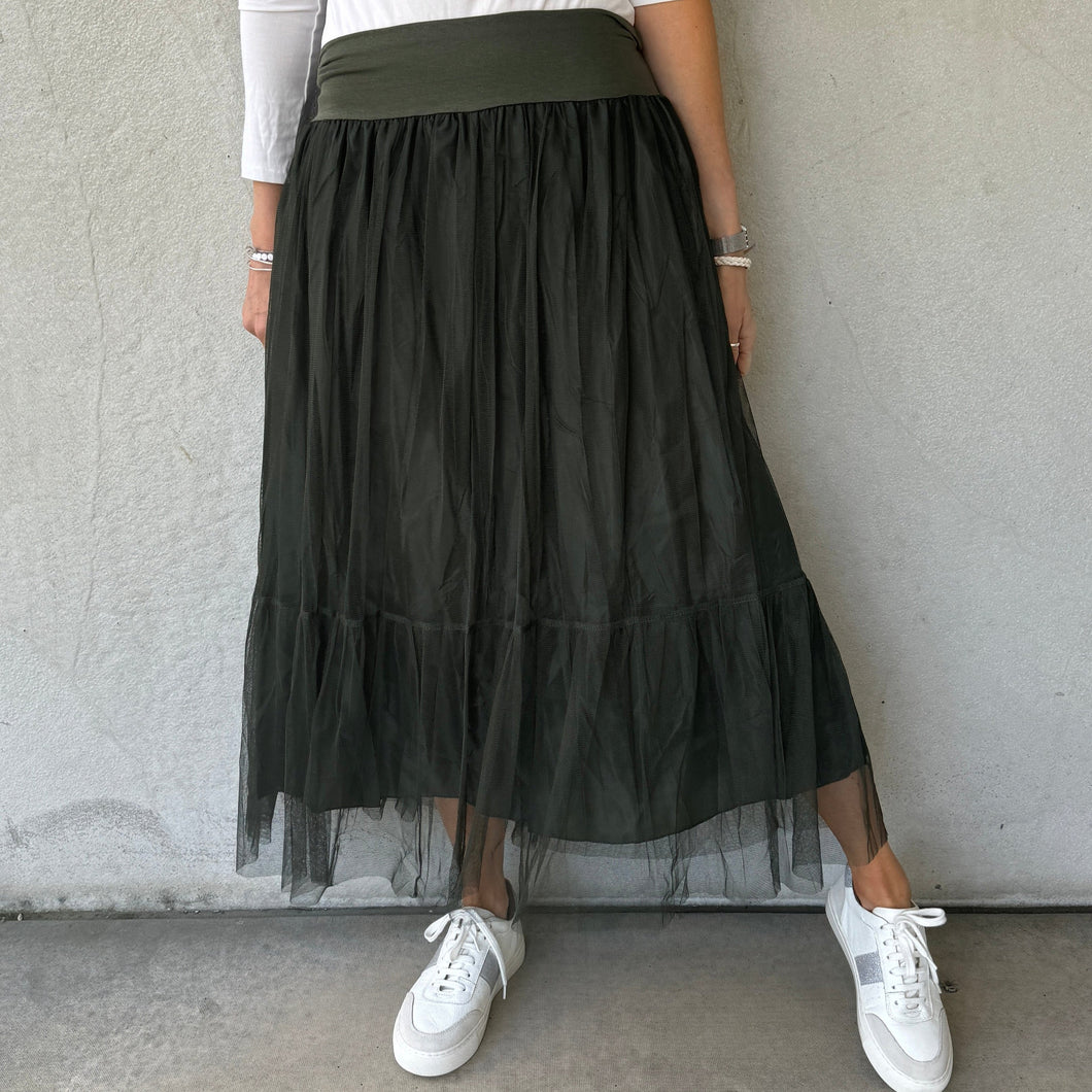 Keval KHAKI tulle skirt