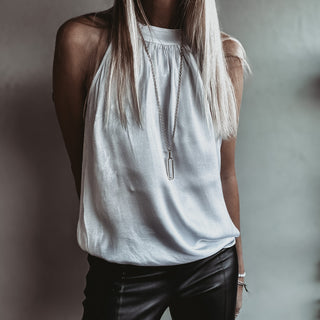 WHITE Satin halterneck