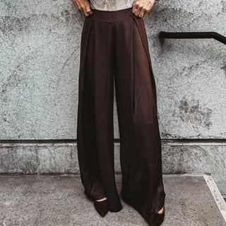 Verona BROWN satin palazzos pants *NEW*