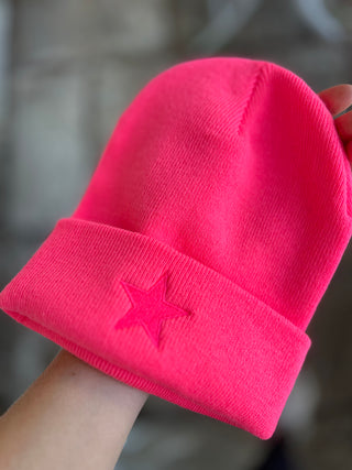 Neon pink STAR beanie *NEW*