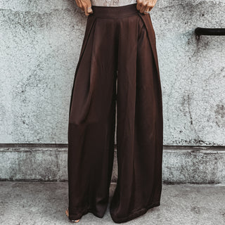 Verona BROWN satin palazzos pants *NEW*