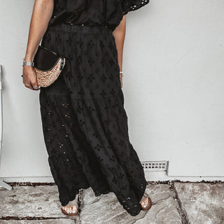 Phoenix broderie anglais BLACK maxi skirt