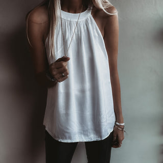 WHITE Satin halterneck