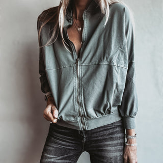 Ultimate zip through LIGHT KHAKI sweat bomber *NEW*