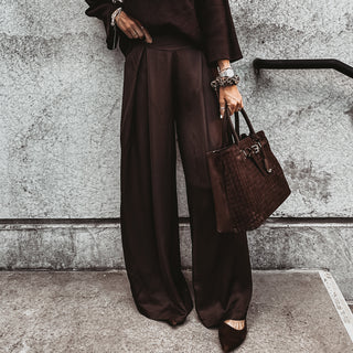 Verona BROWN satin palazzos pants *NEW*