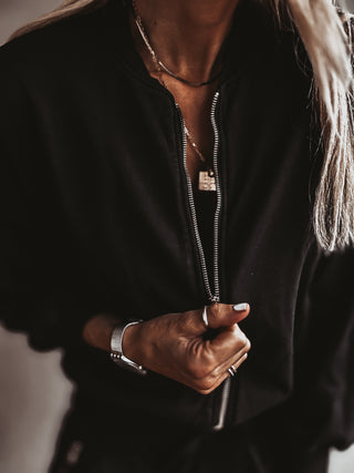 Ultimate zip through BLACK sweat bomber *NEW*