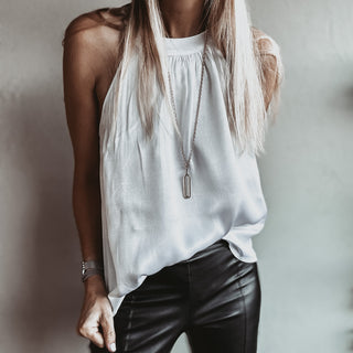 WHITE Satin halterneck