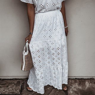 Phoenix broderie anglais WHITE maxi skirt