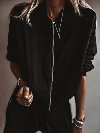 Ultimate zip through BLACK sweat bomber *NEW*