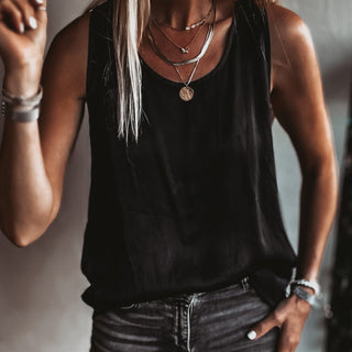 Cassis BLACK hi lo satin vest top *NEW*